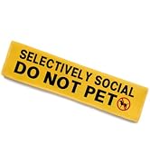 KISJO Selectively Social Dog Leash Sleeve - Funny Yellow Alert Hanging ID Patch Tag, Do Not Pet L...
