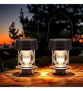 Solar Lanterns Outdoor Waterproof - 8.3" Bright Large Solar Hanging Lights - 2 Pack Solar Powered...