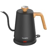 Nueve&Five Gooseneck Electric Kettle with Thermometer, Black Electric Kettle 1L with Auto Shut-Of...