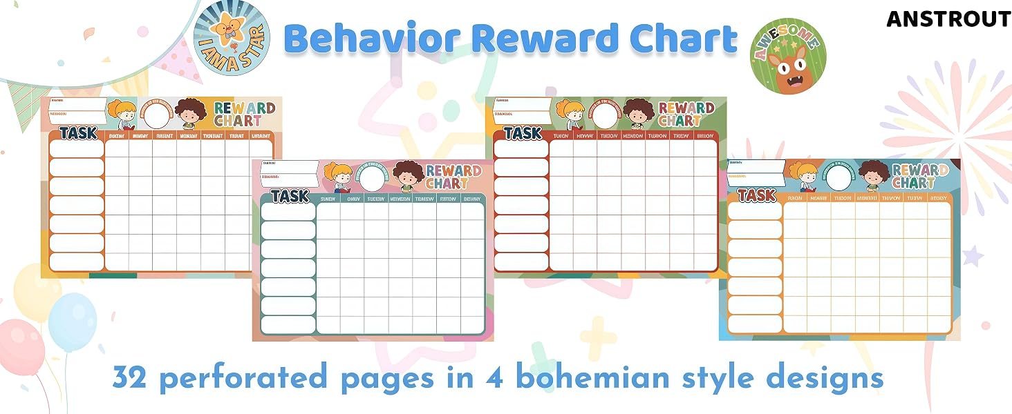 Boho 32 Chore Charts Behavior Reward Chart
