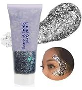 Go Ho Black Face Body Glitter,Singer Concerts Black Face Paint Glitter Makeup,Holographic Chunky ...