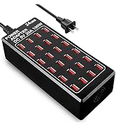 24-Port 100W (20 A) USB Charging Station, Home-Sized Desktop USB Fast Charger, Multiple USB Deskt...