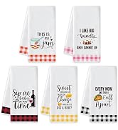 R HORSE Funny Kitchen Dish Towel - 5Pcs Cute Food Theme Kitchen Dishcloth Check Absorbent Drying ...