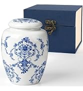 Small Urn for Human Ashes - Blue and White Ceramic Keepsake Cremation Urns, Chinoiserie Urn with ...