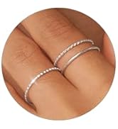TOSGMY Gold Silver Rings for Women Non Tarnish Stackable Thin Gold Ring 18K Gold Plated Dainty Ri...
