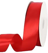 TONIFUL 100 Yards Red Ribbon 1-1/2 Inch Satin Ribbon for Gift Wrapping Bouquet Wrapping Eternal F...