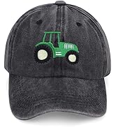 Cute Embroidery Tractor Baseball Cap Kids Toddler Vintage Washed Cotton Adjustable Dad Hat for Bo...