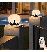 Solar Post Lights with Remote Control, Modern Pillar Light Dusk to Dawn IP54 Waterproof Solar Pos...
