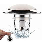 Brushed Nickel Bathroom Sink Stopper Replacement, Wellup Universal 2-in-1 Bathroom Sink Drain Sto...