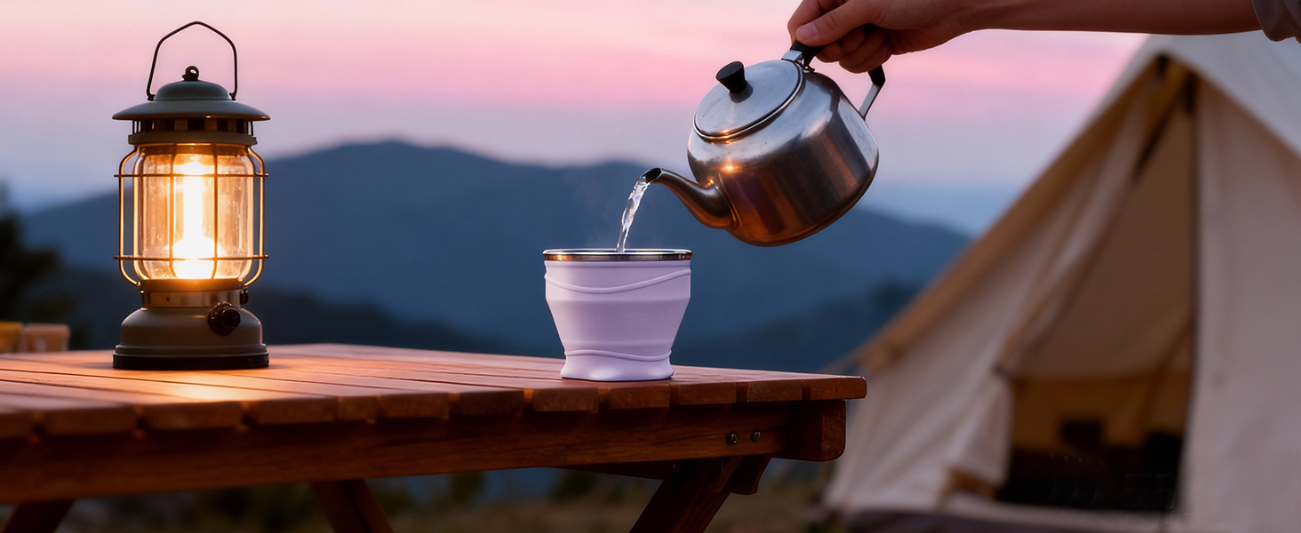 Purple collapsible cup for Camping