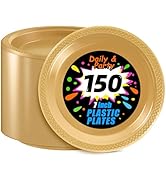 WELLIFE 7 Inch Gold Dessert Plates 150 Count, Gold Plastic Plates for Party Dessert Cake Appetize...