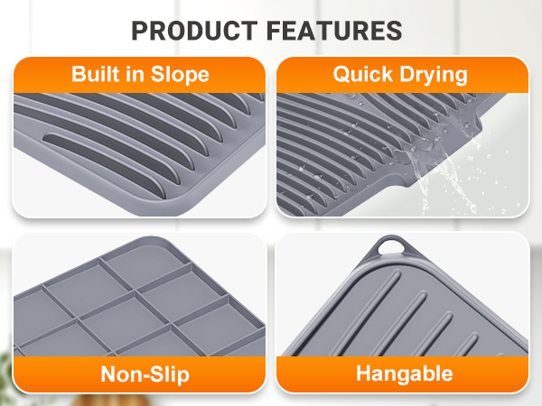 silicone drying mat for kitchen counter