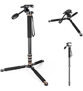 Koolehaoda 71.6” Camera Monopod with 3-Way Pan Tilt Head & Detachable Feet | Aluminum Tripod & Mo...