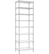 Finnhomy 8-Tier Wire Shelving Unit, Adjustable Pantry Shelves, 8 Shelves Metal Shelving for Stora...