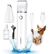 Casfuy Cordless Dog Paw Trimmer - Low Noise Dog Clippers with Double Blades USB Rechargeable Groo...