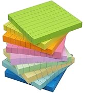 (9 Pack) Lined Sticky Notes 3x3 Post Sticky Notes with Lines, 9 Pastel Super Sticking Power Memo ...
