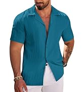 COOFANDY Men's Casual Shirts Short Sleeve Button Down Shirts Fashion Textured Summer Beach Shirt