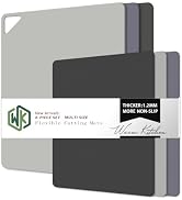 WK Flexible Plastic Cutting Boards for Kitchen Set of 6, Non Slip Cutting Board Mats with Hole, C...
