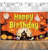 KatchOn, Spooky Halloween Happy Birthday Banner - XtraLarge, 72x44 Inch | Pumpkin Halloween Backd...