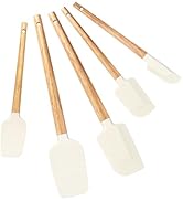 5 Pcs Silicone Spatula Set,Food Grade Silicone Spatula Nonstick Rubber Spatulas with Wooden Ergon...