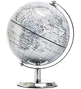 TOPGLOBE 5.5 Inches Silver World Globe with Stainless Steel Stand for Home | English Political Ma...