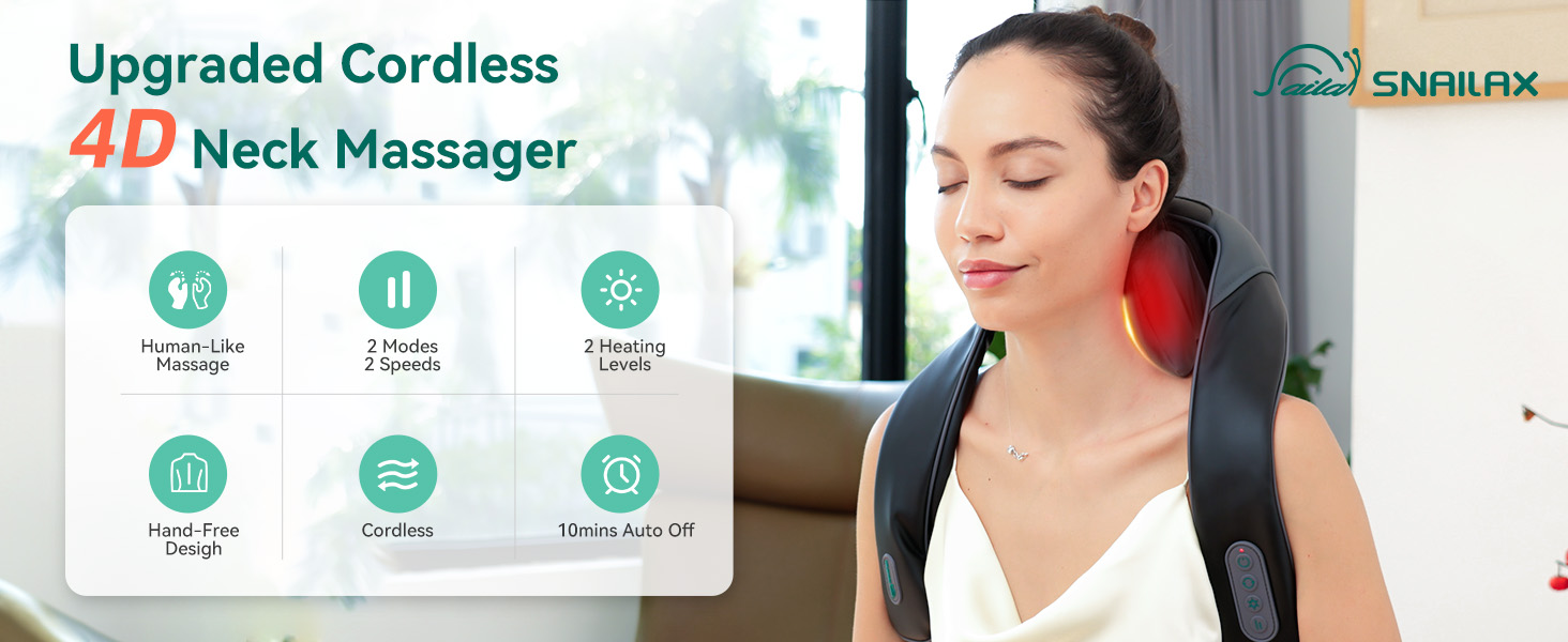 Upgraded 4D Cordless Neck Massager
