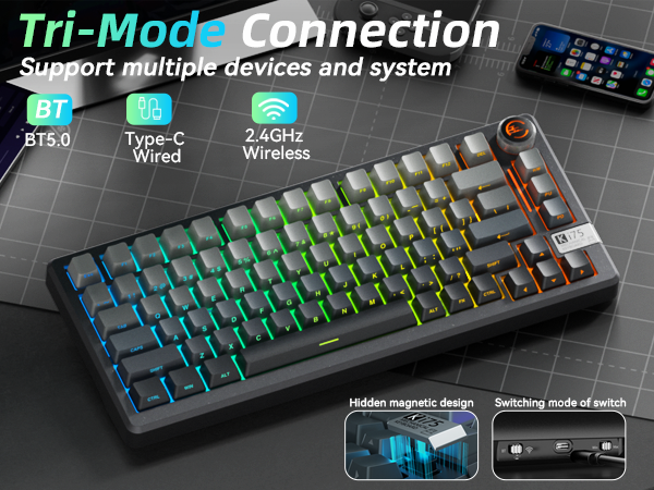 Tri-mode Connection wireless mechanical keyboard computer keyboard bluetooth