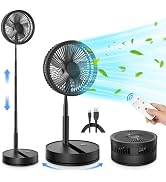 LIPETY Portable Foldable Rechargeable Oscillating Fan Battery Operated Table Desk Fan Folding Sta...