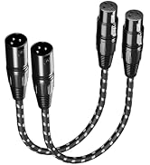 GLANICS Short XLR Cables 1ft 2 Pack, XLR Microphone Cable Balanced Shielded Nylon Braided Cord wi...