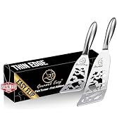 Stainless Steel Fish Spatula Set – Funky Fish Edition, 1 Large Fish Turner + 1 Small Metal Spatul...