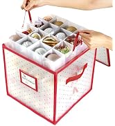 Sattiyrch Plastic Christmas Ornament Storage Box,4 Tray Customizable Divider, Zippered Closure, D...