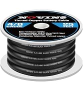 4/0 Gauge Marine Grade Battery Cables,600V 4/0 AWG 25ft Tinned Copper Battery Cable for Marine Bo...