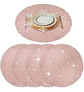 GIVERARE Placemats Set of 4, Round Heat-Resistant Vinyl Placemat, 15 inch Non-Slip Washable PVC T...
