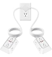 BlueStars Twin Extension Cord Splitter 12 Ft, Dual 10-in-1 Power Strip | Flat Plug Power Strip 12...
