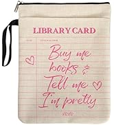 Vintage Library Card Pattern Book Sleeve for Librarian Book Lovers Friends Women with Zipper & Ha...