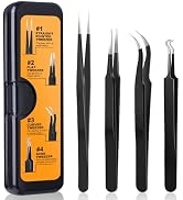 G.CATACC 4-Pack Precision Tweezers Set for Blackheads, Ingrown Hair, Crafts, Electronics, Solderi...