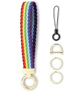WEESMILE Keychain Wristlet, Stretchy Key Chain for Car Keys with 2 Keyrings and D ring, Cute Wris...