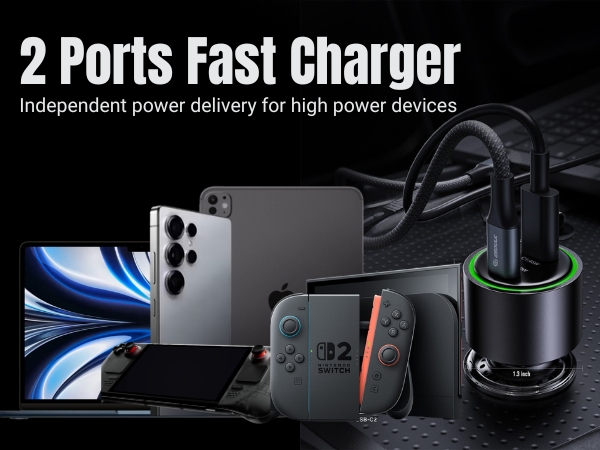 2 ports fast car charger