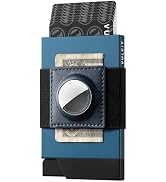 VULKIT Minimalist Wallet With AirTag Holder, Slim Metal Pop Up Card Holder with Money Band and RF...