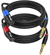Jozzai Female XLR to 1/4 Inch (6.35mm) TRS Mono Jack Microphone Cable, (2Pack / 10 FT) Balanced 3...