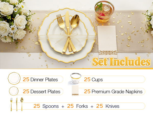 Gold Plastic Plates Disposable