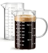 Suwimut 2 Pack Glass Measuring Cup, 500ML 2 CUP High Borosilicate Liquid Measuring Cup with 3 Sca...
