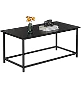 SAYGOER Black Coffee Table Simple Modern Rectangular Center Table Open Space Minimalist for Livin...