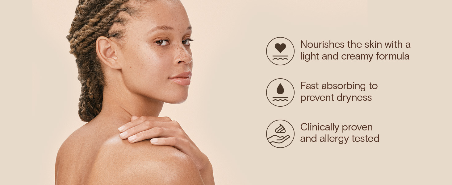 Nourishes the skin with a light and creamy formula, fast absorbing to prevent dryness