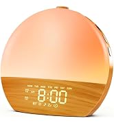 Sunrise Alarm Clock, Sound Machine, Wood Grain Dimmable Night Light for Heavy Sleepers, White Noi...