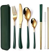 AARAINBOW 7 Pieces Stainless Steel Flatware Set Portable Reusable Cutlery Set Travel Utensils Set...