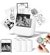 Zodzi Inkless Sticker Printer - Portable Mini Printer with 6 Rolls Non-Adhesive Paper, Bluetooth ...