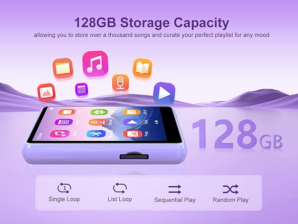 128GB MP3 Player with Bluetooth 5.4
