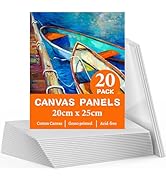 20 Packs Canvas for Painting 20X25cm (8''x10''), Cotton Acid-Free Blank Canvas Panels for Acrylic...