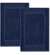White Classic Luxury Bath Mat Floor Towel Set - Absorbent Cotton Hotel Spa Shower/Bathtub Mats [N...